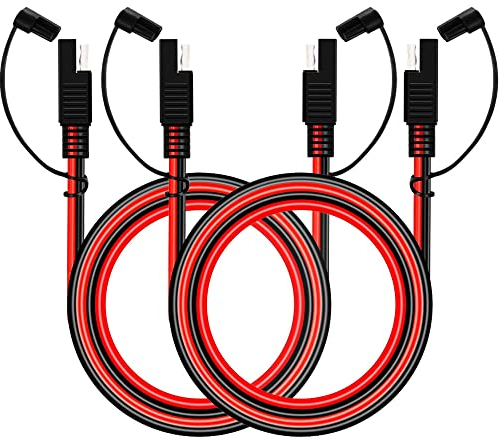Greluma 2 Stk 10 AWG SAE-zu-SAE-Verlängerungskabel, Kfz-Verlängerungskabel für Gleichstrom, Strapazierfähiges Schnellanschluss-Kabel mit wasserdichter Kappe – 30 cm
