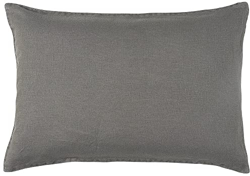 Ib Laursen Kissenhülle Dekokissen Zierkissen Sofakissen Kissenbezug thunder grey 60x40, Leinen grau