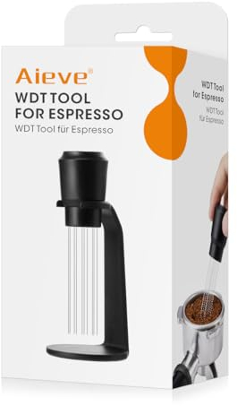 Aieve WDT Tool, Espresso Nadel Kaffee Tamper Barista Zubehör Siebträger mit Ständer 0,4mm Nadeln Werkzeuge Distributor, Kaffeerührer (Upgrade-Version) (Plastik, Schwarz)