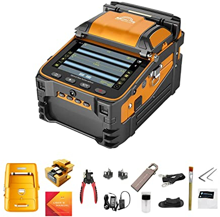 QIIRUN Fusionadora Fibra Optica AI-9 Fusion Splicer Rápido 5 segundos Empalme 15 segundos Calentamiento con vídeos tutoriales, Fusionadora de fibra optica para FTTH y proyectos de empalme de cables
