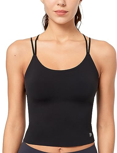Yvette Sport BH Damen Yoga BH Leichter Halt Nahtlos ohne Bügel Soft bequem Pilates Bra, Schwarz, L