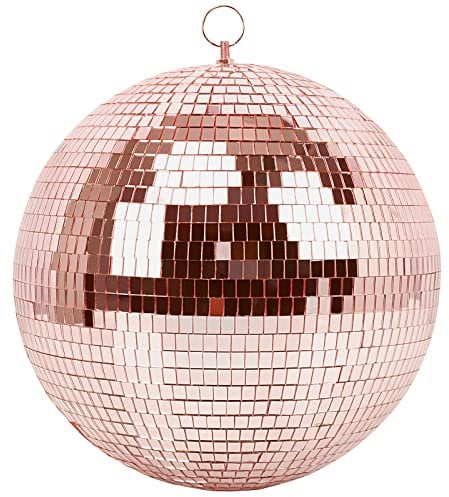 Muscab Mirror Ball for Disco DJ Club Party Wedding Home Decor, 12 Inch Disco Ball with Hanging Ring, Rose Gold