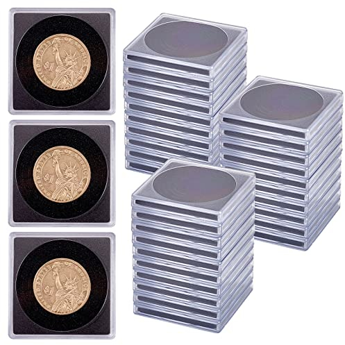 WEBEEDY 40 Stück 5 Größe Münz-Etui zum Eindrücken Münzetui Mit Runde Facheinteilung Münze Snap Halter Acryl Silber Dollar Münze Halter für Sammler Münze Hülsen Sammler für Münzsammlung liefert