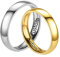 Homxi Gravur Trauringe,Eheringe aus Edelstahl 4MM Gold Silber Ring mit Rund Poliert Verlobungsringe für Paare Damen 60 (19.1) + Herren 60 (19.1)