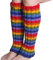 Pachamama Women 100% Wool Legwarmer Handknitted Rainbow Colours Stripe Multicoloured Regular Fit Handmade Extra Warm