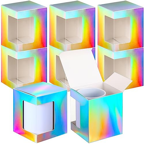 Harloon 36 Pack Mug Boxes for Gifts Coffee Mugs Boxes Gift for Shipping Sublimation Transparent Wine Glass Gift Packaging Box for Blanks 11oz, 12oz, 15oz Wrapping(Laser)