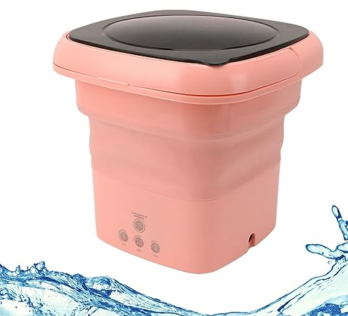 YUYTE Lavadora Portátil, Lavadora Plegable Mini Cubo Portátil Lavadora de Lavandería con Tapa Negra para Apartamento de Viaje RV (Rosa)