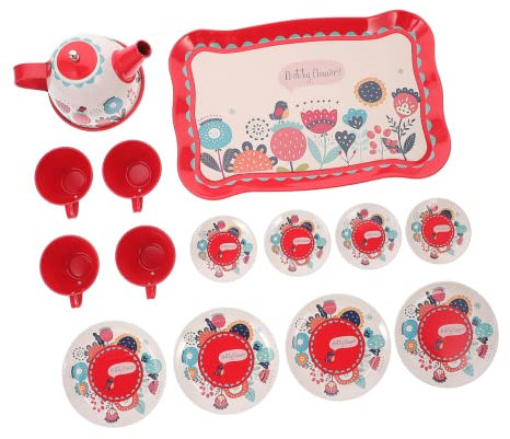 jojofuny 1set Tea Pretend Tinplate Teapot Accessories Creative Role Play for Afternoon Tea for Imagination and Social Skills Development