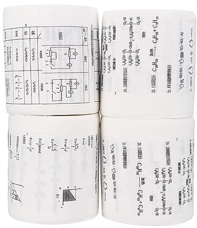 Parliky Lot De 4 Rouleaux De Papier Toilette Absorbants Et Doux Pour La Peau Motif Formule Chimie-physique