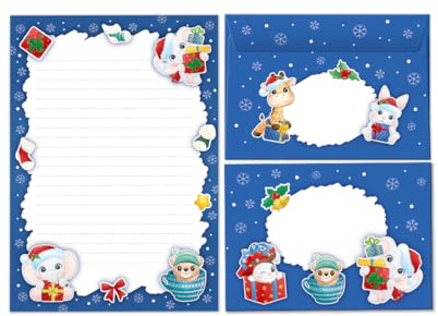 Briefpapier-Set Weihnachtsbriefpapier Weihnachten als Briefblock mit Umschlag für Kinder Mädchen Jungen (Block A5 mit 25 Blätter + 15 Umschläge)