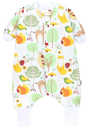 TupTam Baby Schlafsack mit Beinen und Ärmeln OEKO-TEX zertifizierte Materialien, Winterschlafsack 2,5 TOG Unisex, Farbe: Grüner Wald Reh Eule Eichhörnchen Fuchs, Größe: 104-110