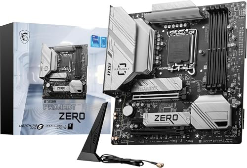 MSI Scheda madre B760M Project Zero Gaming (supporta processori Intel di 14a/13a/12a generazione, LGA 1700, DDR5, PCIe 5.0, slot M.2, LAN 2,5 Gbps, USB 3.2 Gen2, Wi-Fi 6E, mATX)