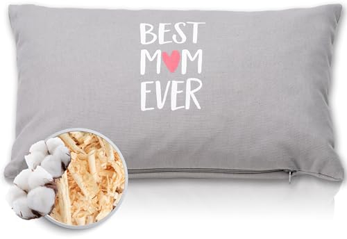 Herbalind Zirbenkissen Geschenk für Mama zum Muttertag Muttertagsgeschenk - Best Mom Ever (groß) Duft Kissen Zirbe Geburtstagsgeschenk Weihnachten Geschenk-Idee von Tochter Sohn - 30x20 cm in Grau