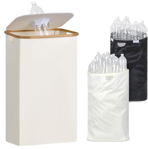 iEGrow Poubelle de Recyclage 110L, Poubelle Cuisine Poubelle Compacteur pour Bouteille Plastique, Rangement de Bouteilles Consignées avec Deux Sacs de Transport
