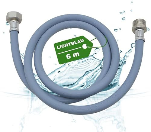 LICHTBLAU Verlängerung Zulaufschlauch I 6m I mit METALLGEWINDE Geschirrspüler Waschmaschine Anschluss I 3/4 Zoll I Wasserzulaufschlauch universell verwendbar Hersteller unabhängig