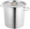 LoyaltyClivia Pentola in acciaio inox, 50 l, lucidata, pentola da zuppa, coperchio, argento, con coperchio
