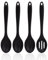 Juego de 3 cucharas de cocina, 1 colador, juego de cucharas de cocina de silicona, juego de cucharas mezcladoras de silicona, cucharas mezcladoras antiadherentes, cucharas de cocina de mango largo,