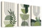 3 Pcs Geometrische Linie Beige Grün Mit Rahmen Leinwand Bilder Minimalist Botanische Blatt Bild auf Leinwand Malerei Wandbilder Wanddeko Wohnzimmer Schlafzimmer Dekorationen 90x40cm (12x16x3pcs)