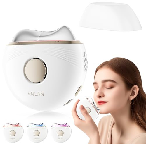 ANLAN Masajeador Facial EMS con Frío Calor, GuaSha Electrico Reafirmante con Luz Azul Violeta Roja para Antiarrugas Lifting Anti-envejecimiento