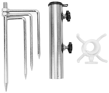 ANKROYU Garden Parasol Spike, Steel Parasol Spike, Ground Plug Retainer Holder, Umbrella Plug Anchor Pole Holder with 4 Prong for Camping Picnic