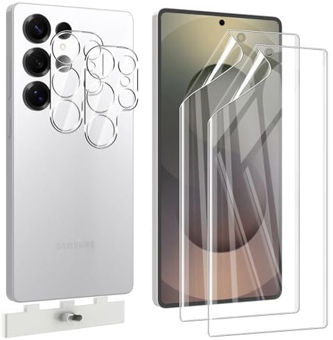 Pollachi [2+2 Protector de Pantalla Samsung Galaxy S25 Ultra,2 Piezas Película Protectora de Hidrogel Flexible Y 2 Piezas Protector Camara,Anti-Graffio,Reparar Automáticamente