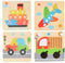 Holzpuzzle Kinder, 4 Stück Holzspielzeug Puzzle, Lernspielzeug Steckpuzzle Holz, Fahrzeug Holzpuzzle Geschenke für Kinder ab 1 2 3 Jahr - 15 x 15 cm
