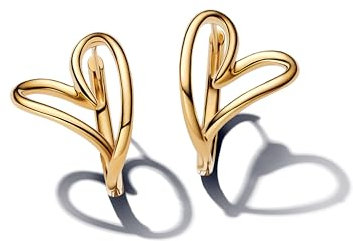 Pandora Essence Organisch Geformtes Herz Creolen aus Sterling Silber mit vergoldeter Metalllegierung, 263807C00