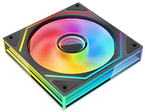 Ventilateur PC RGB jungle leopard Prism 6max 120mm avec contrôle PWM et effet argb, Design latéral avec trois miroirs rectangulaires infinis (1, BK, Reverse Flow)