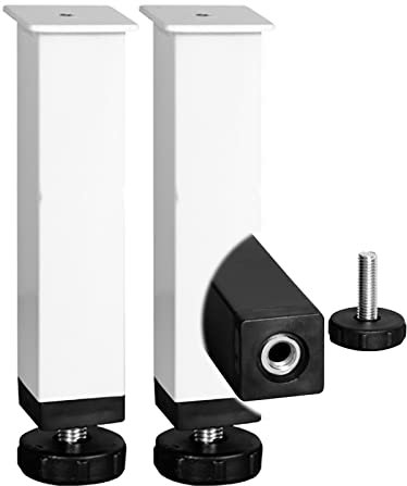 Lot de 2 pieds de lit réglables universels de 20 cm pour sommier à lattes, parfaits pour la maison et le bureau - Blanc