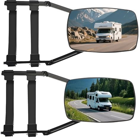 Wohnwagenspiege,2 Stück Außenspiegel Wohnwagen Bilateral Wohnwagenspiegel Universal,Drehbar Spiegelverlängerung Wohnwagen mit Karabinergurt, Wohnmobil Konvexer Spiegel für Alle Gängigen Fahrzeugtypen