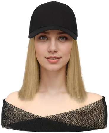 Blonde Perücke für Frauen Kurz Gerade Haarverlängerung Mütze Perücken Natürlich Aussehend Haarteil