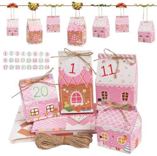 Adventskalender zum Befüllen, DIY Adventskalender zum Befüllen Kinder, 24 Adventskalenders Boxen Häuser Set, Weihnachtsk Geschenkbox zum Verpacken von Äpfeln, Weihnachtsgeschenken, Schokolade