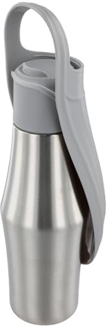 Rieoany Gourde Eau Chien Portable, 750ml Gourde pour Chien Promenade Anti Fuite, Fontaine à Eau Voyage avec Bol, pour Randonnée Camping, Accessoire Promenade Chiens, Grise