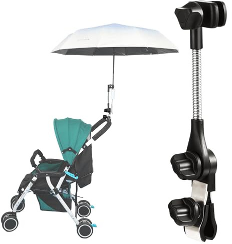 CHARMNAIL Porte-Parapluie Universel 360° Réglable, Support d‘Ombrelle, Ombrage pour Poussette, Fauteuil Roulant, Déambulateur, Chaise de Camping, Chaise de Plage, Vélo
