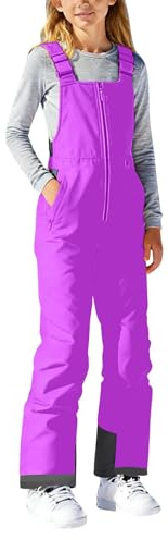 Schneehose Kinder Skihose Jungen Mädchen Wasserdicht Snowboardhose mit Reflektierenden Elementen Zip Ski Latzhose mit Taschen Atmungsaktive Wanderhose Thermohose Warm Winterhose Outdoorhose Strapshose