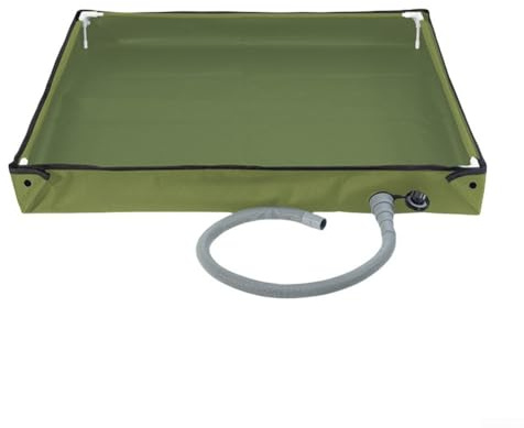 Receveur de douche portable pliable avec bonde de 2,5 cm pour camping-car, camping, jardin et extérieur – PVC, 80 x 80 x 10 cm, plateforme surélevée antidérapante, étanchéité étanche (vert)