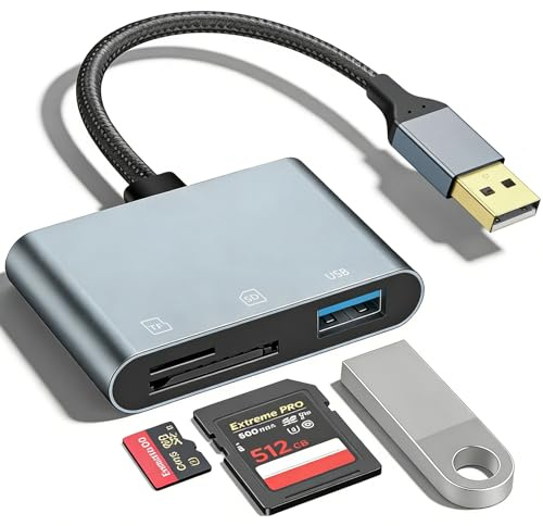 SD Card Reader USB, 3 in 1 Aluminum SD Card to USB Memory Card Reader | La Brodée MicroSD Cards Adaptor for PC, Laptop, Computer, Trail Camera, SDXC, micro SDHC, SD, MMC, TF, RS-MMC, Plug & Play