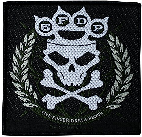 FIVE FINGER DEATH PUNCH Aufnäher KNUCKLE CROWN Patch gewebt 10 x 10 cm