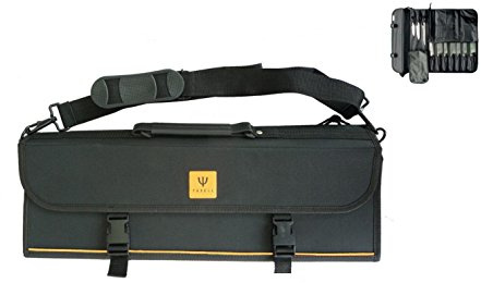 Yaxell Custodia per 10 coltelli, professionale, con manico e tracolla, per coltelli da chef fino a 48 cm, borsa da trasporto per coltelli da cucina