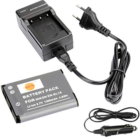 DSTE Rechange Batterie et DC109E Voyage Chargeur Compatible pour Nikon EN-EL19 Coolpix S100 S2500 S2600 S2700 S2750 S3100 S3200 S3300 S3400 S3500 S4100 S4150 S4200 S4300 S4400 S5200 S6400 S6500 S6600