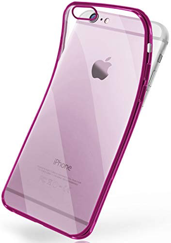 MoEx Cover in Silicone Trasparente Compatibile con iPhone 6s / iPhone 6 | Bordo Metallizzato, Rosa
