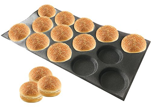 Bluedrop Silicone Hamburger Bread Forms Perforated Silicone Bakery Molds Tartlets Pita Moulds Sheets Food Grade for Industrial Large Size