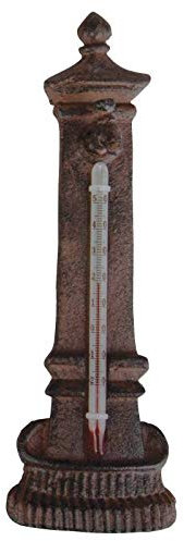 L'Héritier Du Temps Thermomètre Mural ou à Poser Décoratif en Forme de Fontaine en Celsius en Fonte Patinée Marron 2x9x20cm