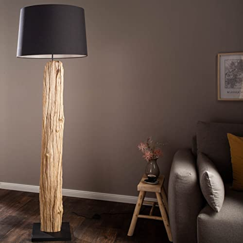 cagü XL Unikat Design Stehlampe SUMATRA Schwarz Leinenschirm aus Treibholz handgefertigt 175cm