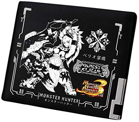 WANHONGYUE Monster Hunter MH Jeu Portefeuille Mince Homme Cuir Synthétique Porte Carte Crédit Poche à Monnaie Noir /8