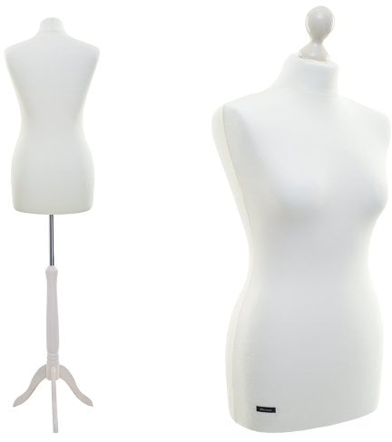 LUCCESI | Schneiderpuppe | Größen S - XL (Female ♀) | Torso Size: L/XL (42-44) | Wechselbezug Creme-Weiss | Standfuss Weiss | Damen - Schaufensterpuppe