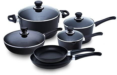 Scanpan Classic Induction 10-teiliges Kochgeschirr-Set – kompatibel mit allen Herdarten – induktionsbereit, Metall-Utensilienfest, ofenfest bis 260 °C, spülmaschinenfest
