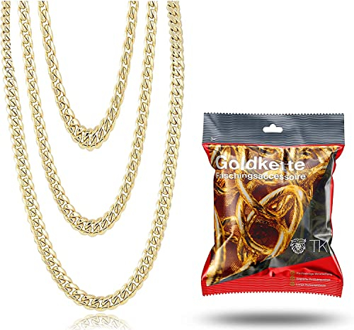 Goldkette Panzerkette ca. 50 cm Goldkettchen wie Rapper Gangster Fokuhila Accessoires 80er 90er Jahre Fasching Karneval