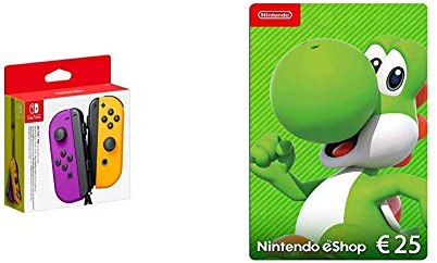 Nintendo Joy-Con 2er-Set, neon-lila/neon-orange & Nintendo eShop Card | 25 EUR Guthaben | Download Code