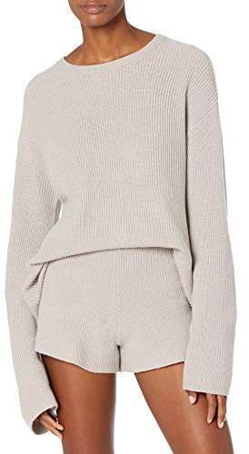 The Drop Damen Gerippter Pullover mit Rundhalsausschnitt und Rückenschlitz (in Übergröße erhältlich), Porpoise, XL